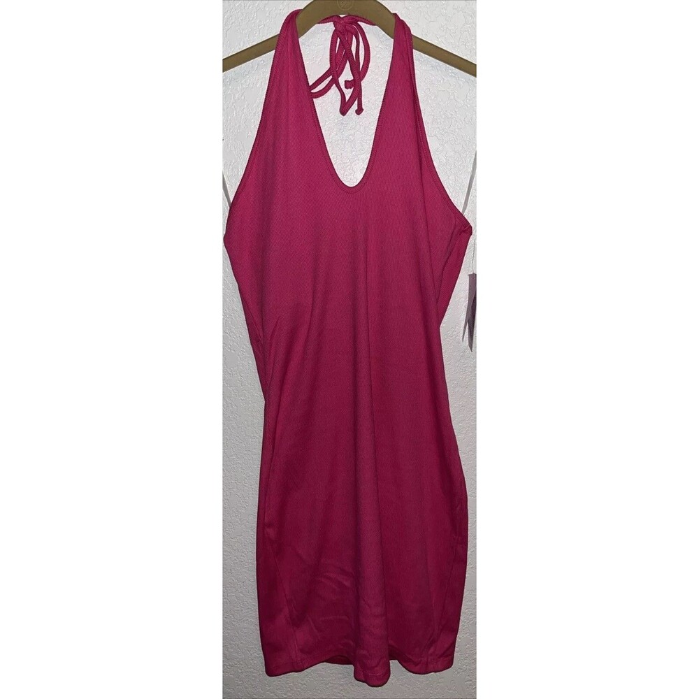 WILD Fable Ribbed Halter Bodycon Dress size L NWT Pink